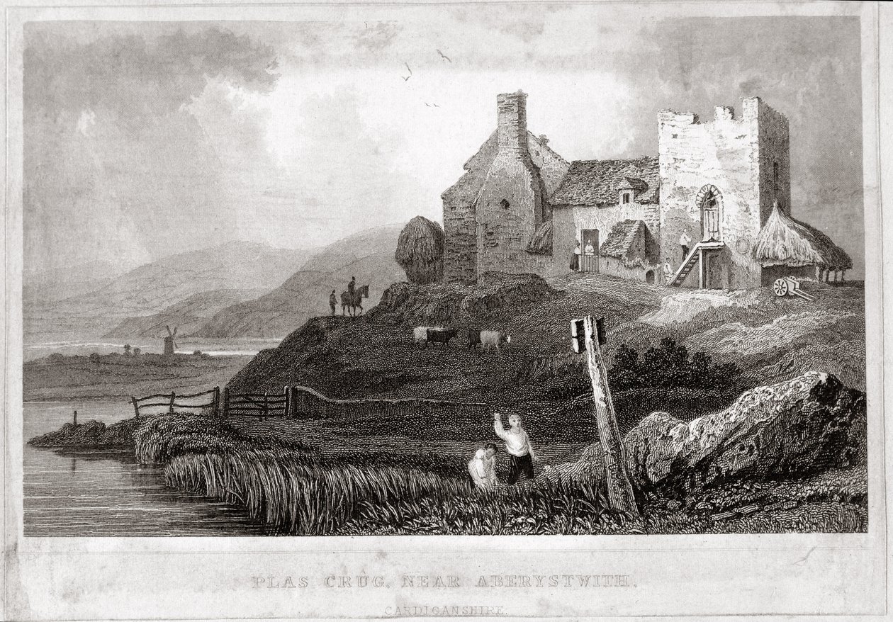 Plas Crug, nær Aberystwyth, Cardiganshire (ætsning) af English School