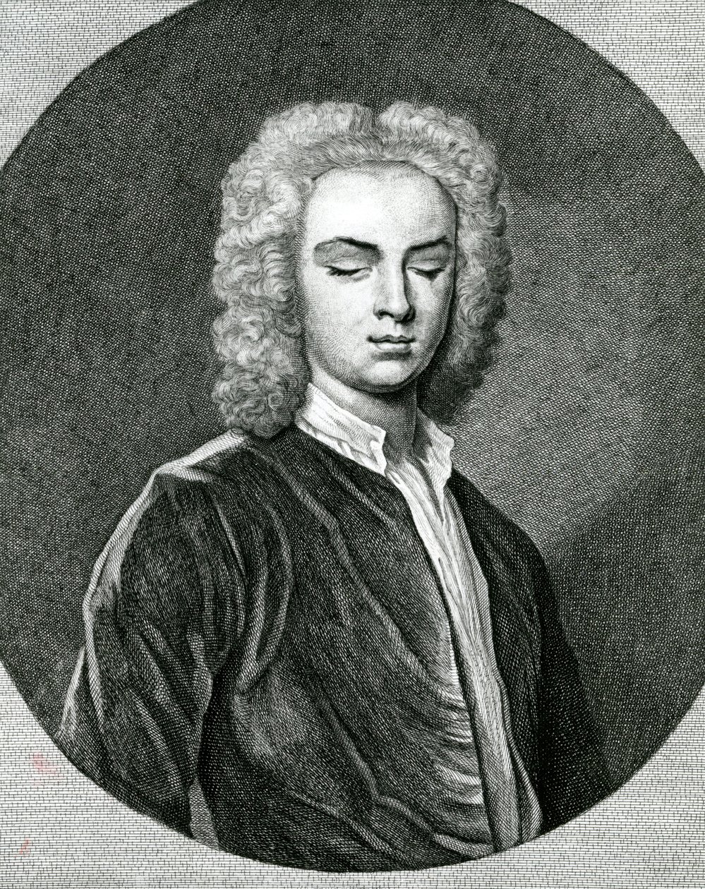 Portræt af John Stanley (1712-86) (gravering) af English School