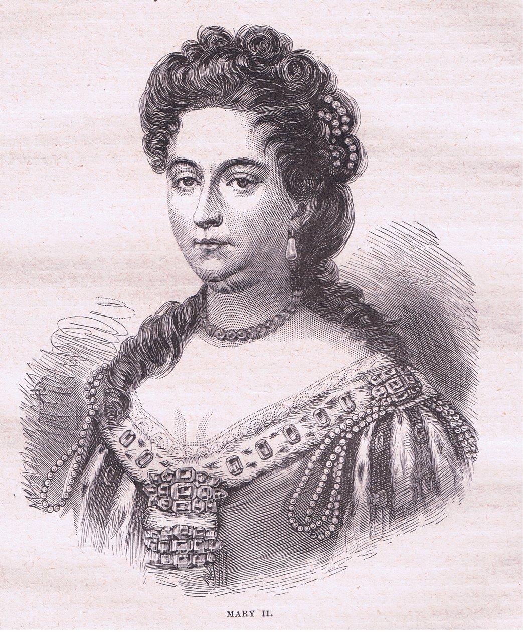 Dronning Mary II af England (litografi) af English School
