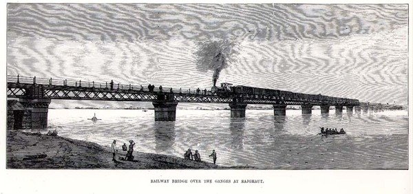 Jernbanebroen over Ganges ved Rajghaut af English School