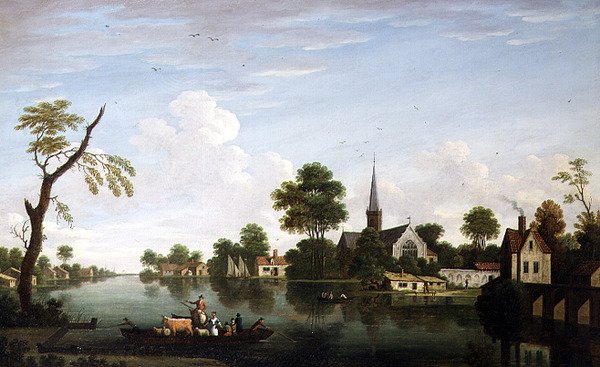 Flodudsigt nær Norwich af English School