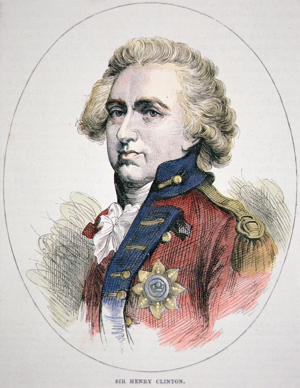 Sir Henry Clinton (farve litho) af English School