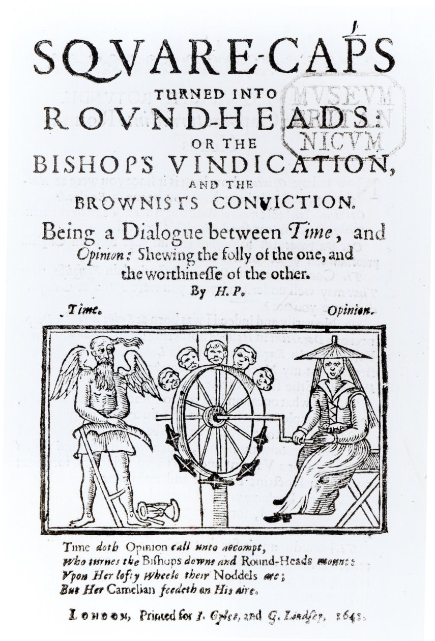 Square-Caps forvandlet til runde hoveder, 1642 af English School