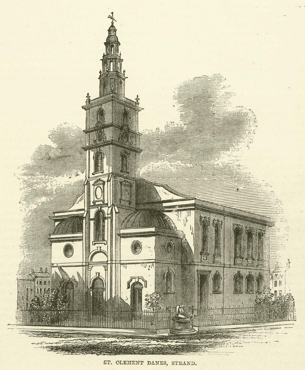 St Clement Danes, Strand (kobberstik) af English School
