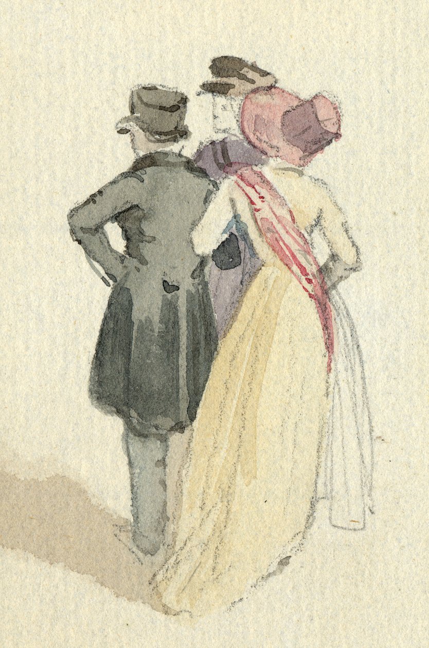 Tre figurer, ca. 1825 (wc på papir) af English School