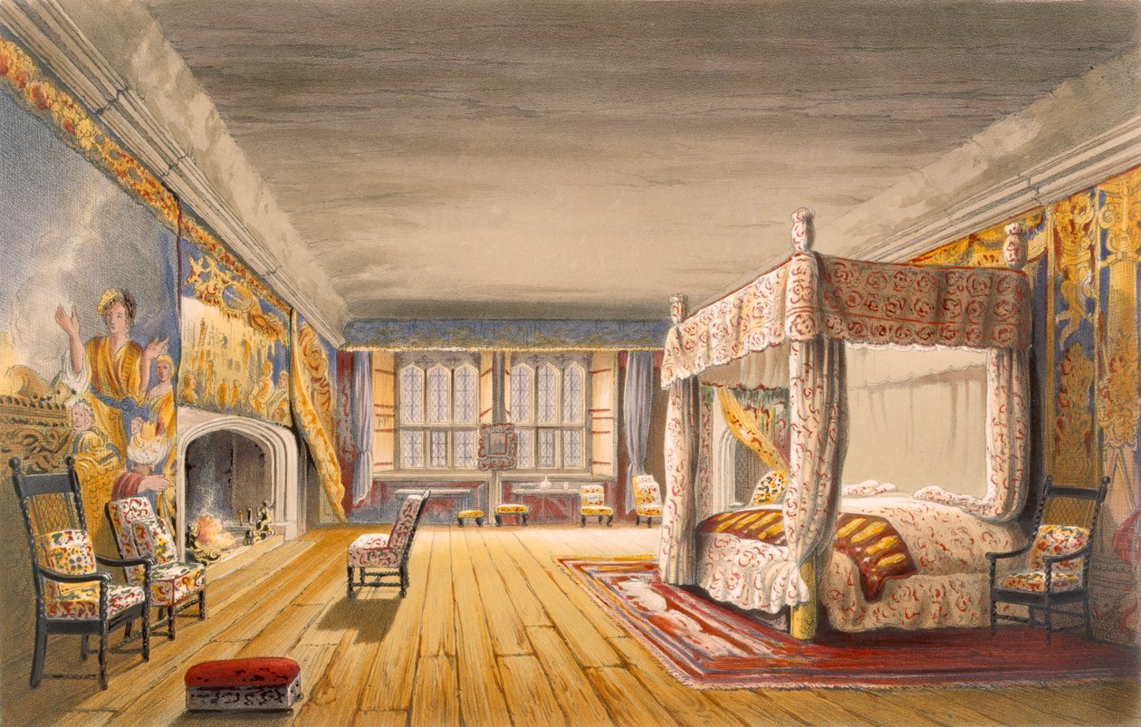 Det bedste soveværelse, Cotehele House, ca. 1830-40 af English School