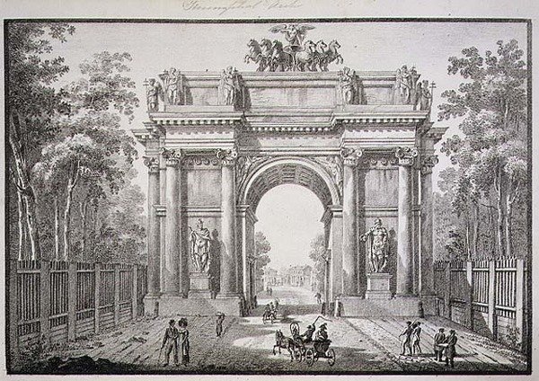Narva-portene, Skt. Petersborg (litho) af English School