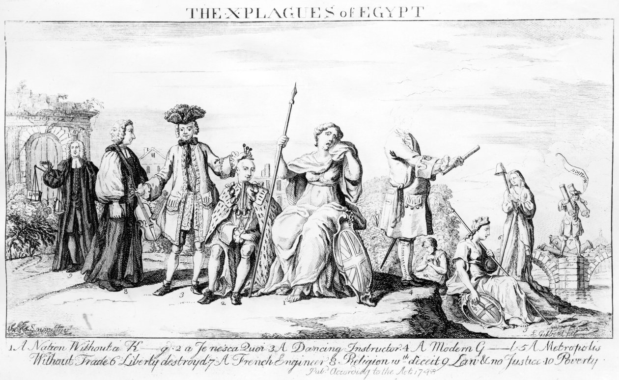 Egyptens X plager, ca. 1749 af English School