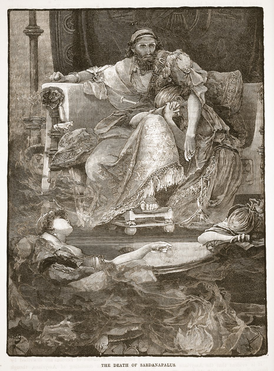 Sardanapalus død af English School