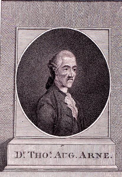 Thomas Augustine Arne (1710-78) (stik) af English School