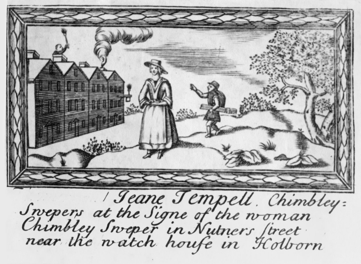 Handelskort af Jeanne Tempell, skorstensfejere af English School