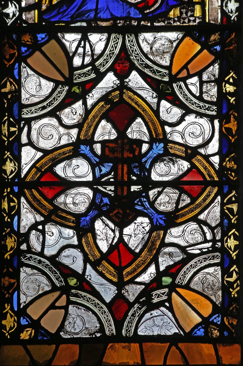 Vindue n4 med grisaille & St. Peter-emblem af English School