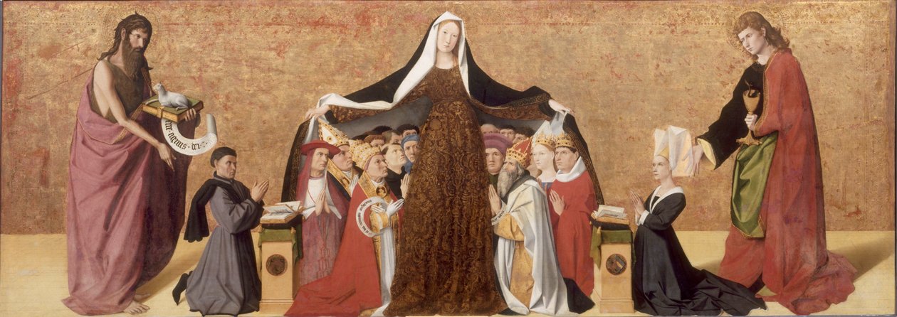 Beskyttelseskappe Madonna fra Cadard -familien af Enguerrand Quarton