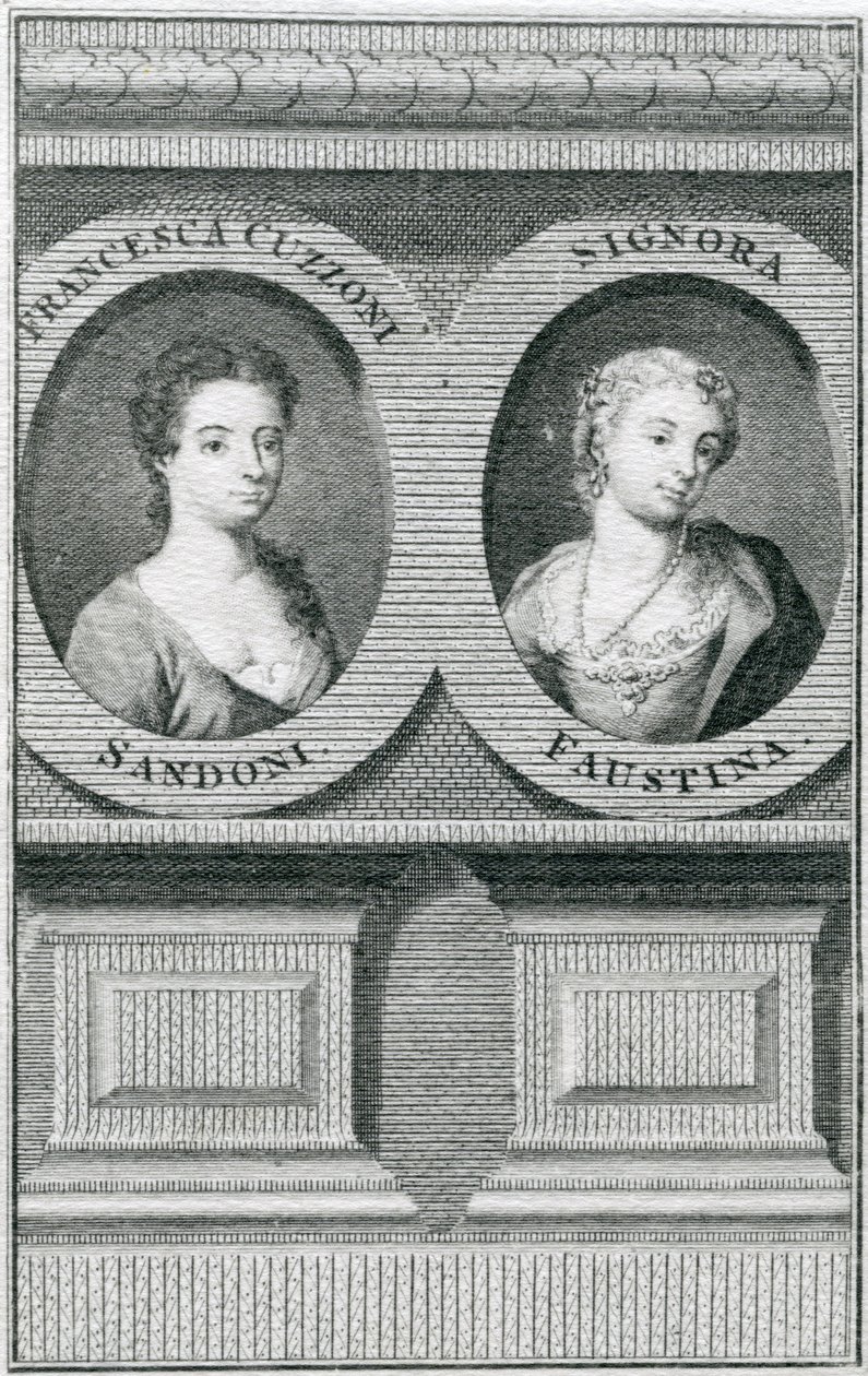 Dobbeltportræt af Francesca Cuzzoni (1696-1778) og Faustina Bordoni (1697-1781) af Enoch Seeman