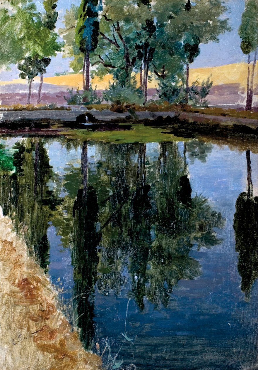  Dobles chopos en el rioPoplar refleksioner på floden af Enrique Simonet