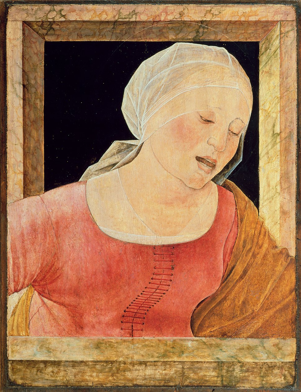 A Mourning Woman (tempera og olie på panel) af Ercole de Roberti