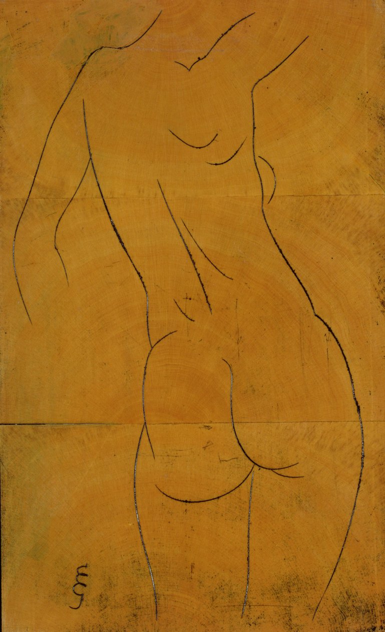 Nøgen kvinde, set bagfra (træblok) af Eric Gill