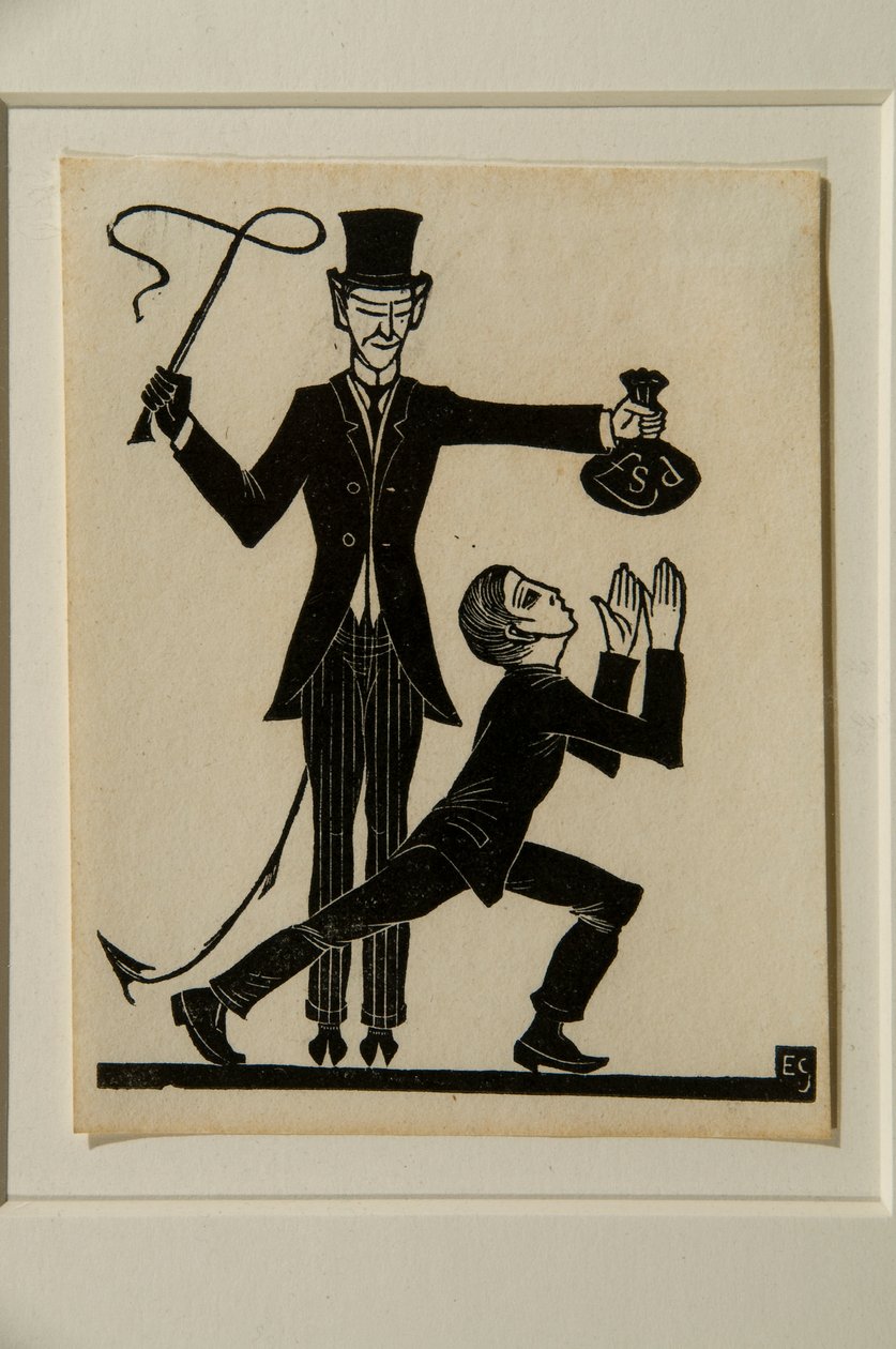 Aben og pisken (træsnit) af Eric Gill
