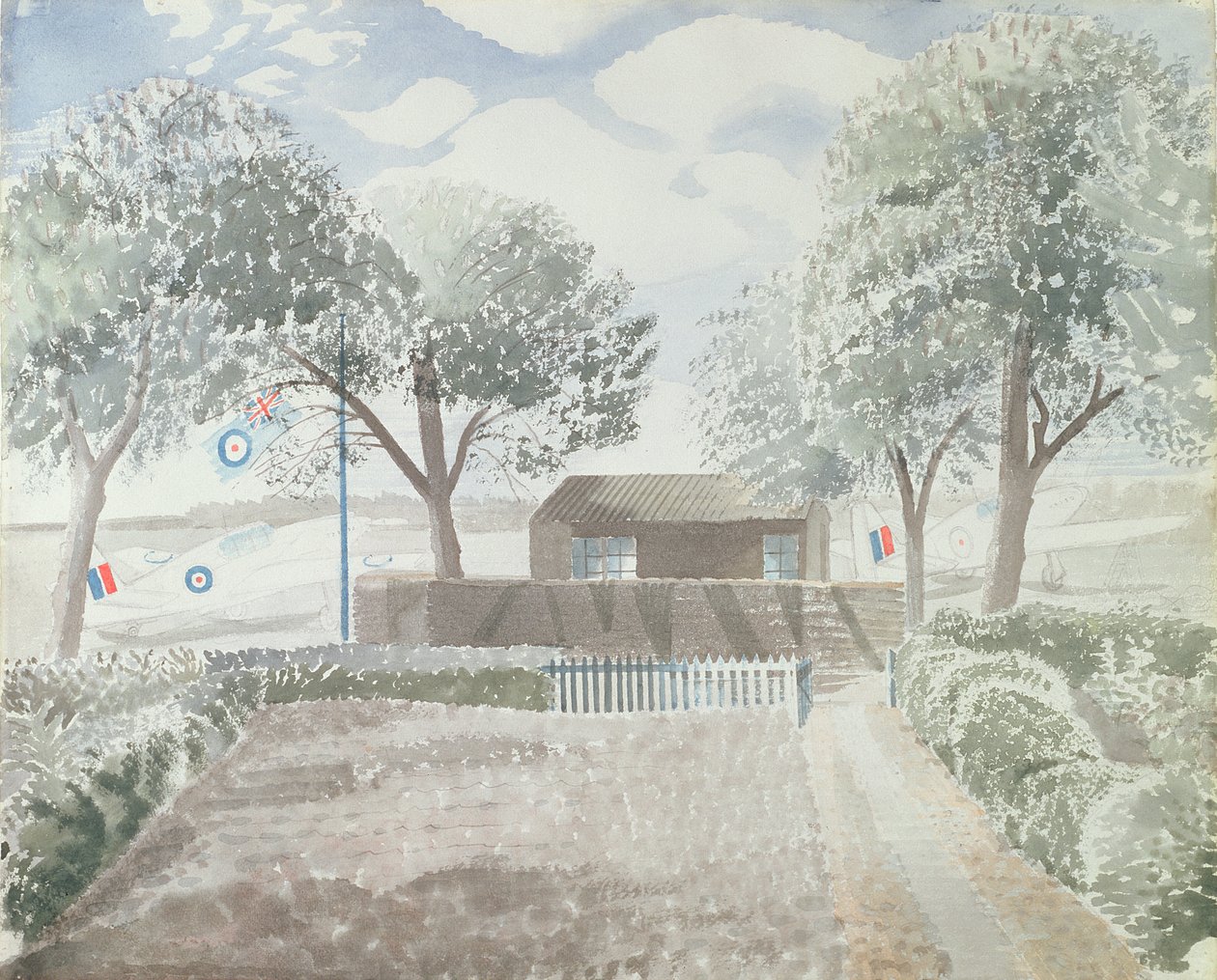 Flyveplads, ca. 1942 af Eric Ravilious