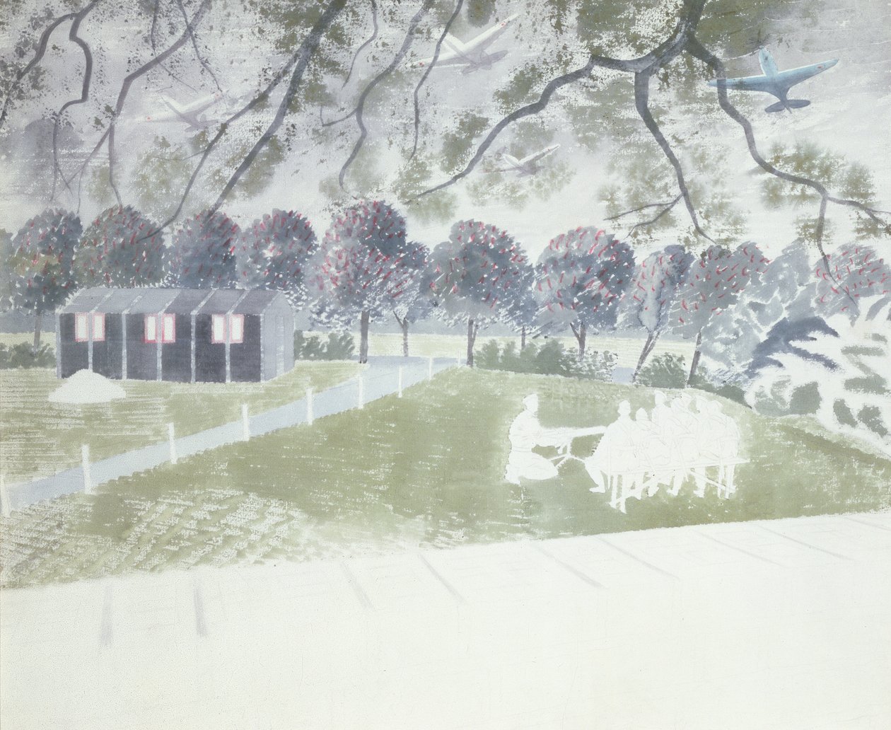 Demonstrer en pistol af Eric Ravilious