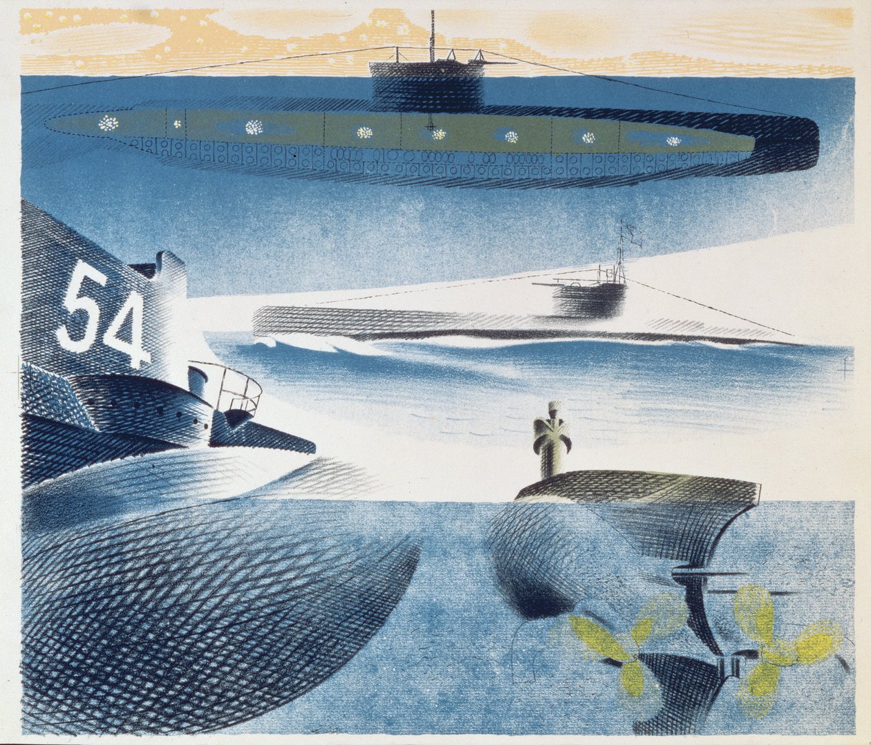 Forskellige aspekter af ubåde, 1941 af Eric Ravilious