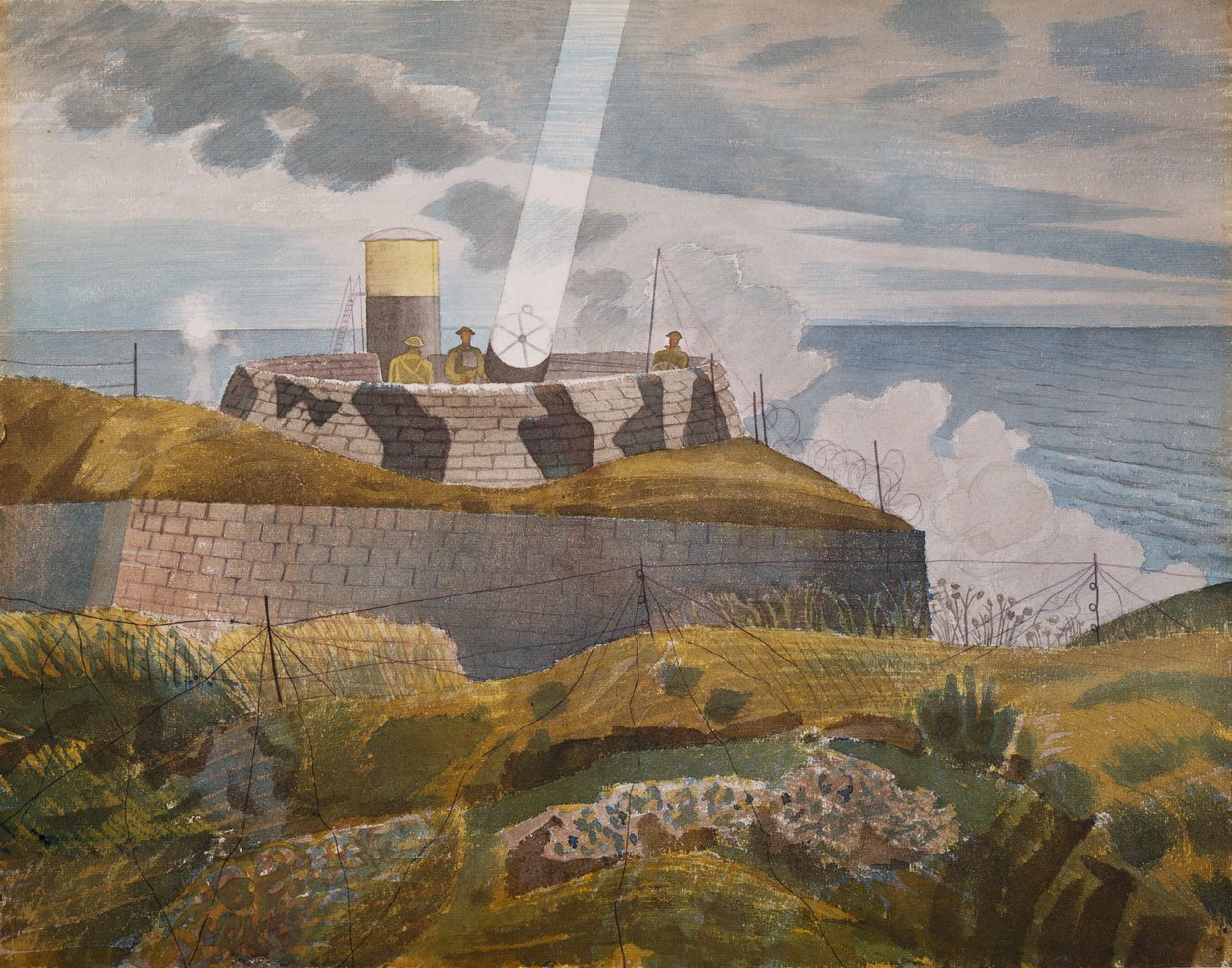 Søgelys i skumringen, oktober 1941 af Eric Ravilious