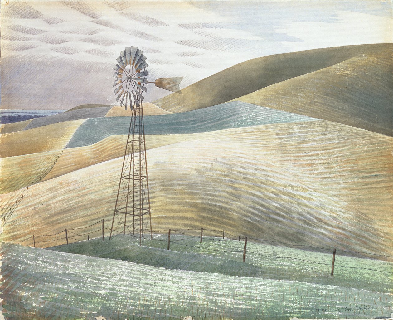 Vindmølle, 1934 af Eric Ravilious