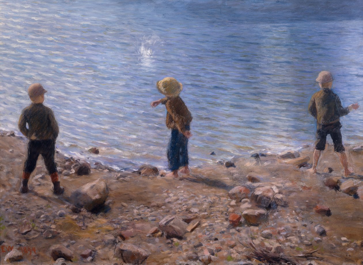 Tre drenge på stranden af Erik Theodor Werenskiold