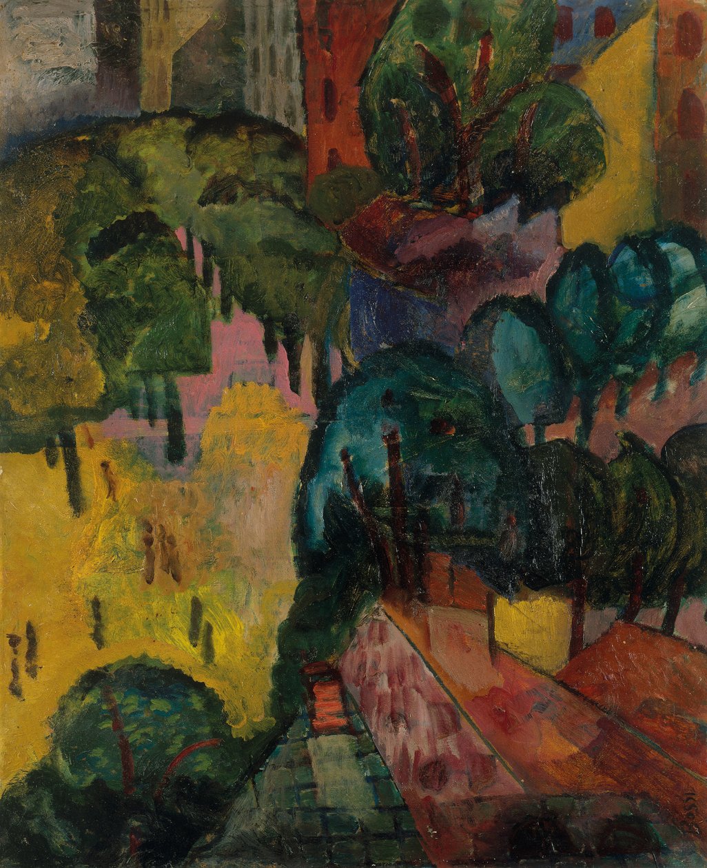 Parisian Cityscape, ca. 1906-09 (olie på karton) af Erma Bossi