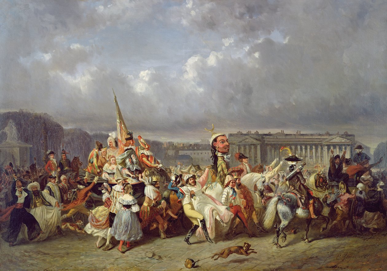 Karneval på Place de la Concorde, Paris, ca. 1845 af Ernest Seigneurgens