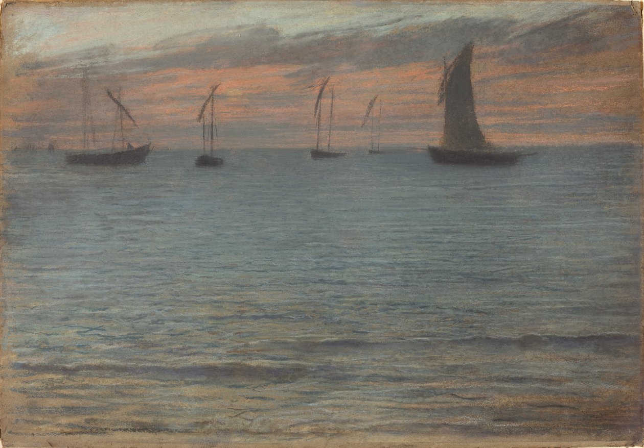 Et havlandskab ved solnedgang af Ernest Ange Duez