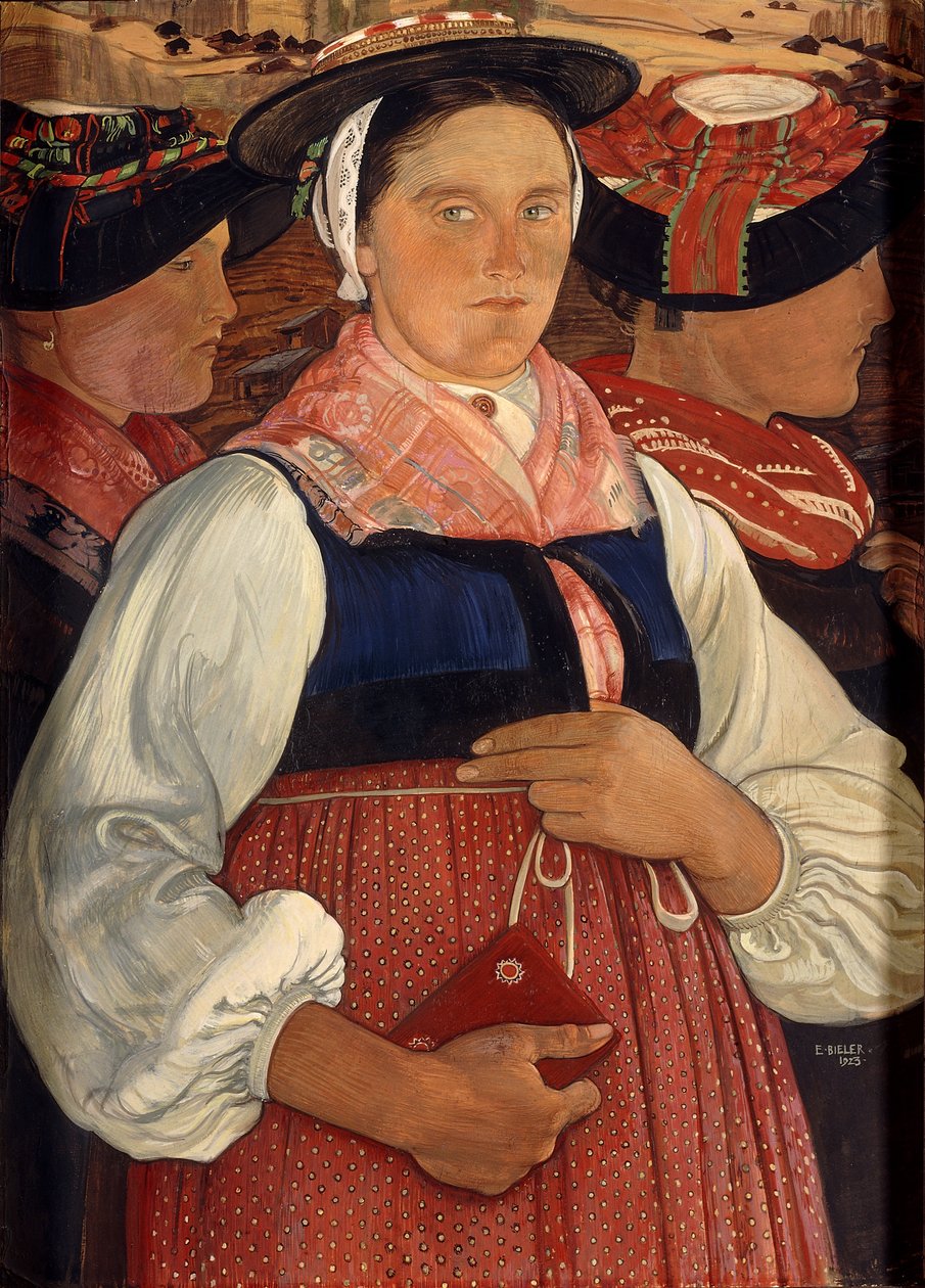Tre Valais-piger af Ernest Bieler