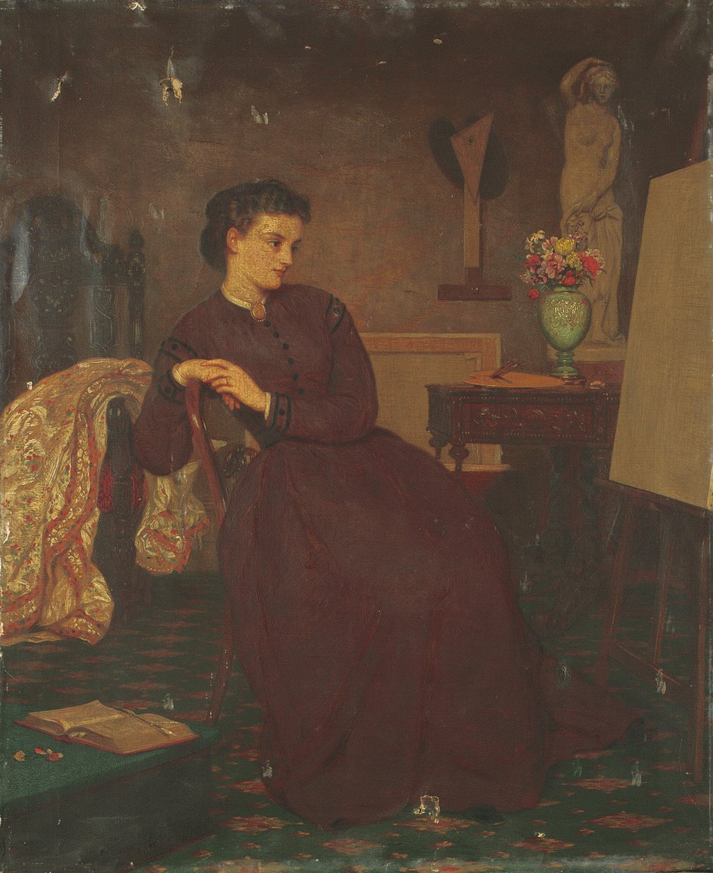 En kvindelig kunstner, 1869 af Ernest Gustave Girardot