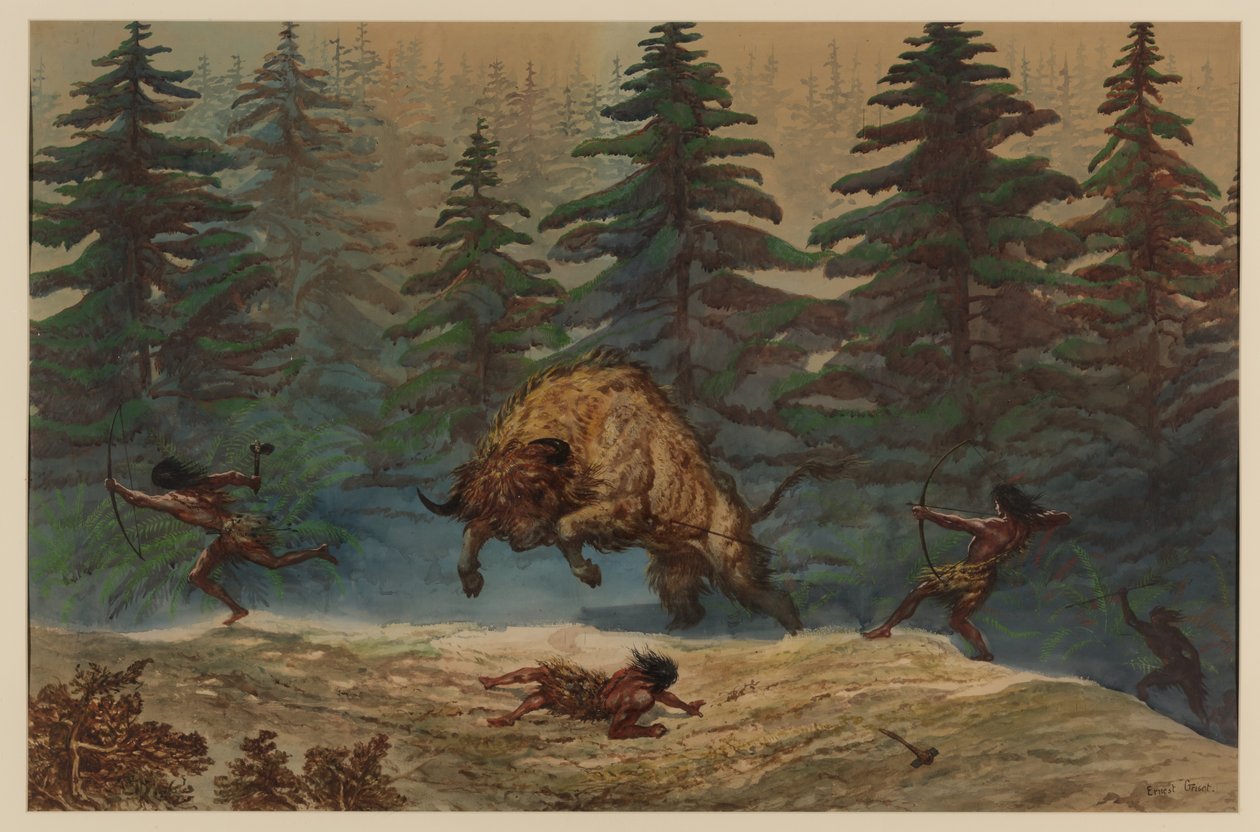 Jagt på en bison, 1871 af Ernest Henry Griset