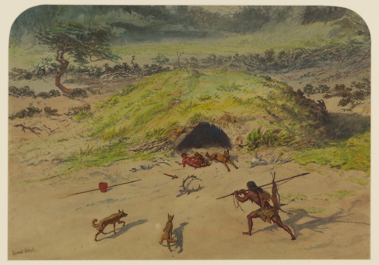 Forhistorisk scene, 1871 af Ernest Henry Griset