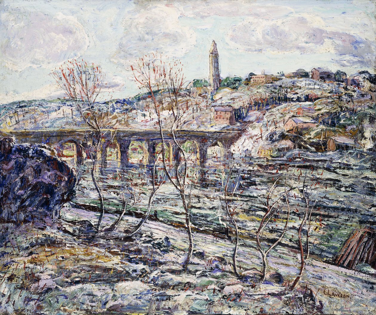 Harlem River Bridge af Ernest Lawson