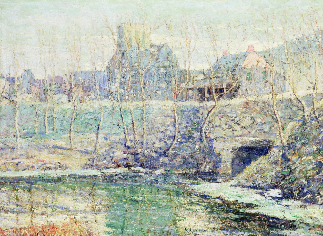 Tåget dag i marts af Ernest Lawson