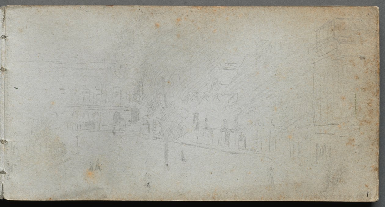 Skitsebog, side 01: Gadebillede, 1905-10. af Jean Louis Ernest Meissonier