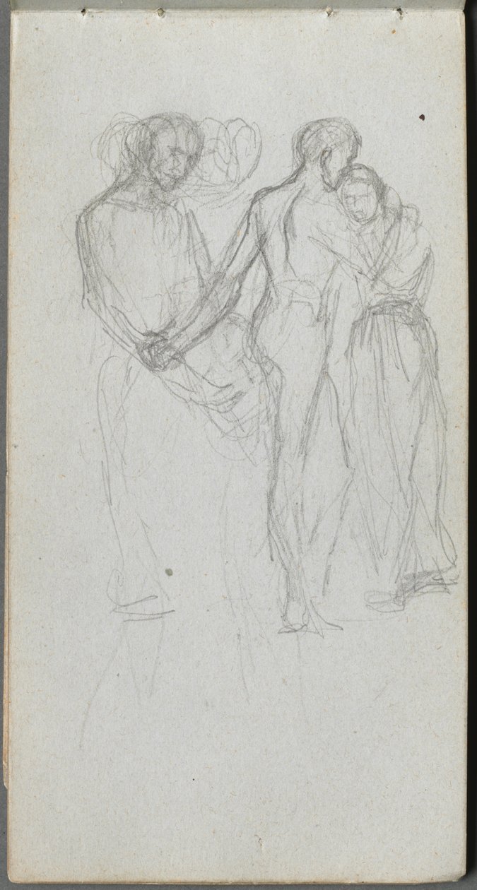 Skitsebog, side 10: Figurer omfavnende. af Jean Louis Ernest Meissonier