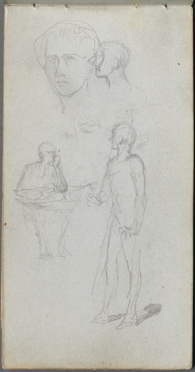 Skitsebog, side 12: Flere figurer af Ernest Meissonier