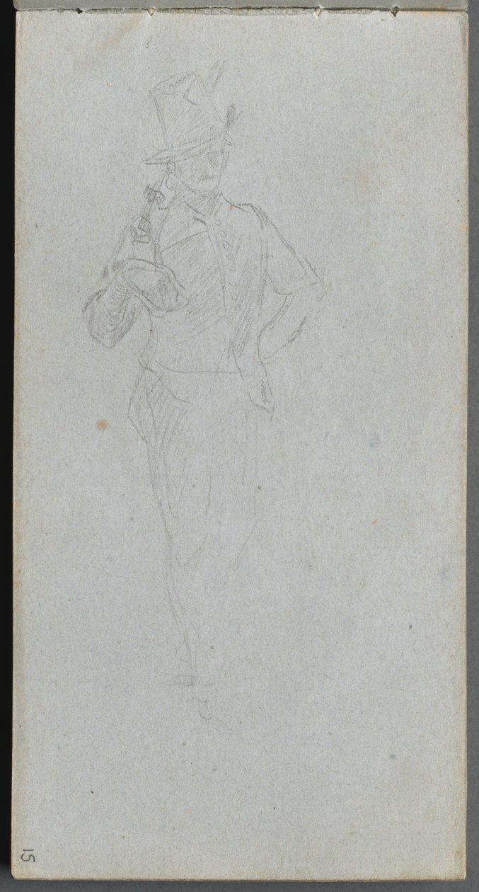 Skitsebog, side 15: Studie af en soldat. af Jean Louis Ernest Meissonier