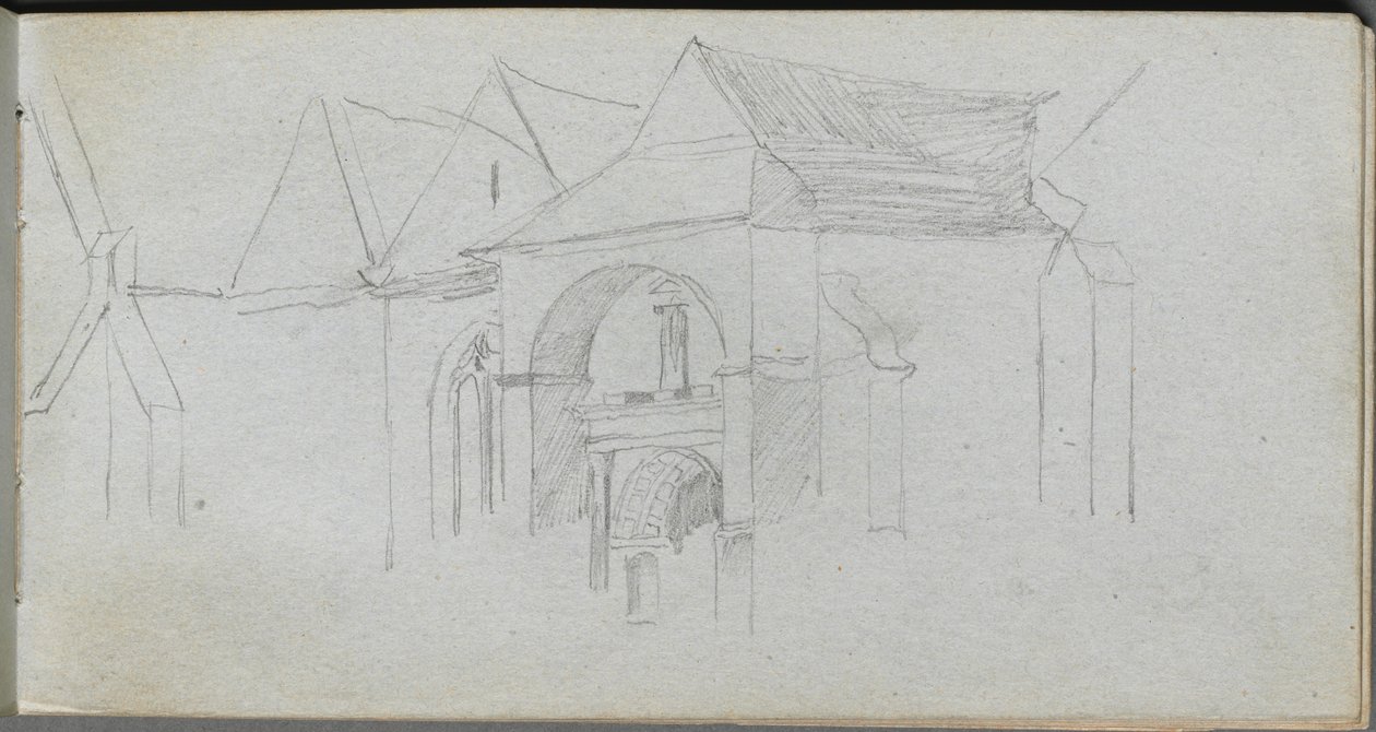 Skitsebog, side 22: Arkitekturstudie. af Jean Louis Ernest Meissonier