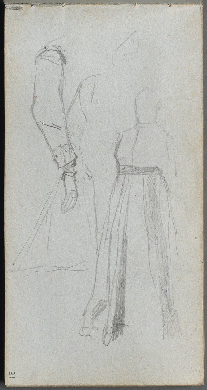Skitsebog, side 31: Studie af figurer. af Jean Louis Ernest Meissonier