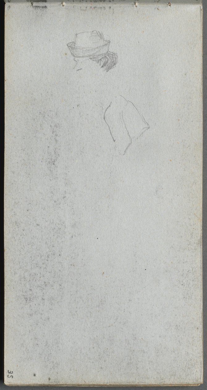 Skitsebog, side 35: Studie af et hoved. af Jean Louis Ernest Meissonier