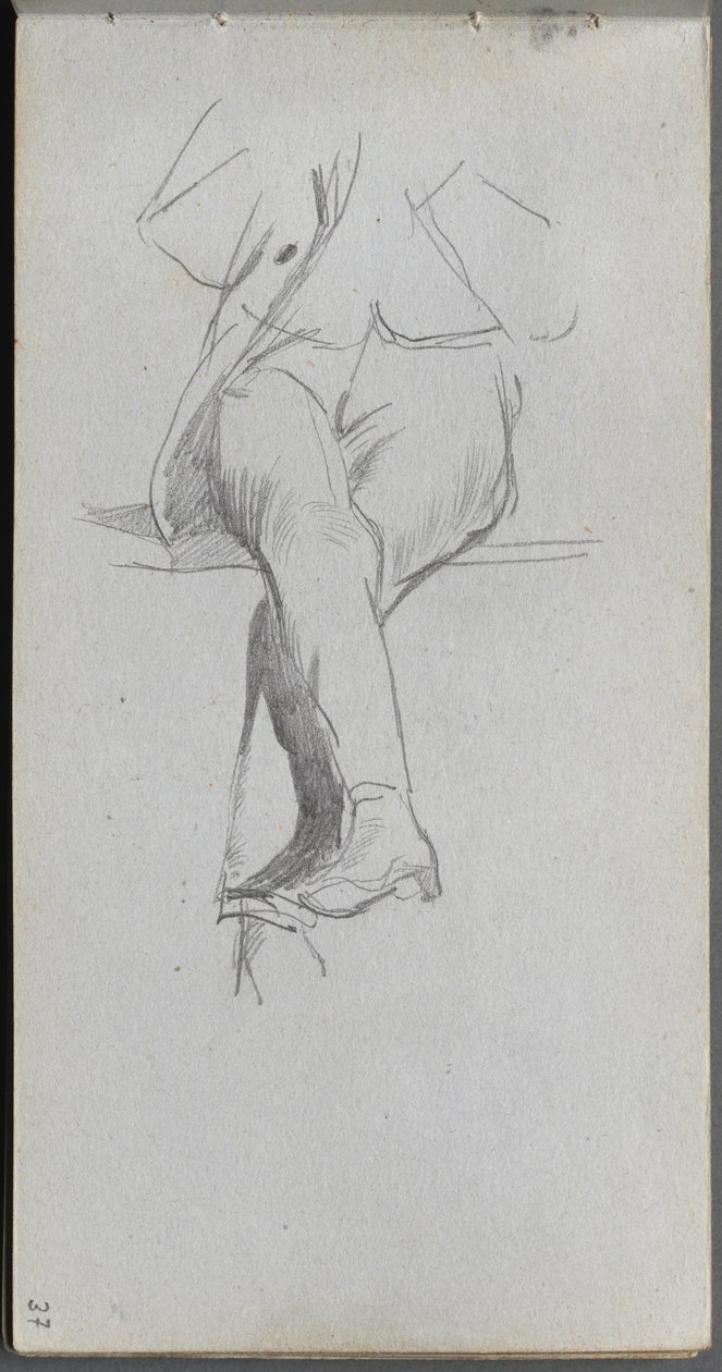Skitsebog, side 37: Figurstudie, krydsede ben. af Jean Louis Ernest Meissonier