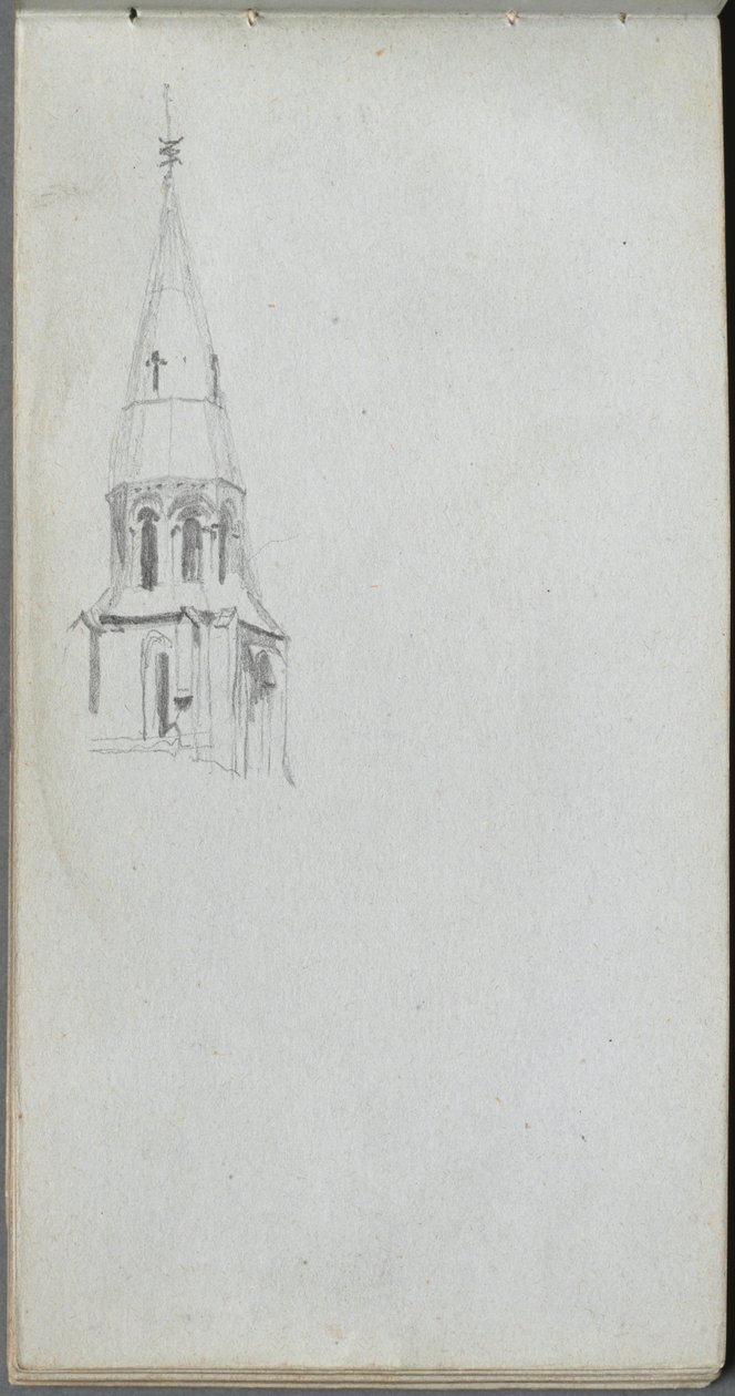 Skitsebog, side 44: Kirkespir. af Jean Louis Ernest Meissonier