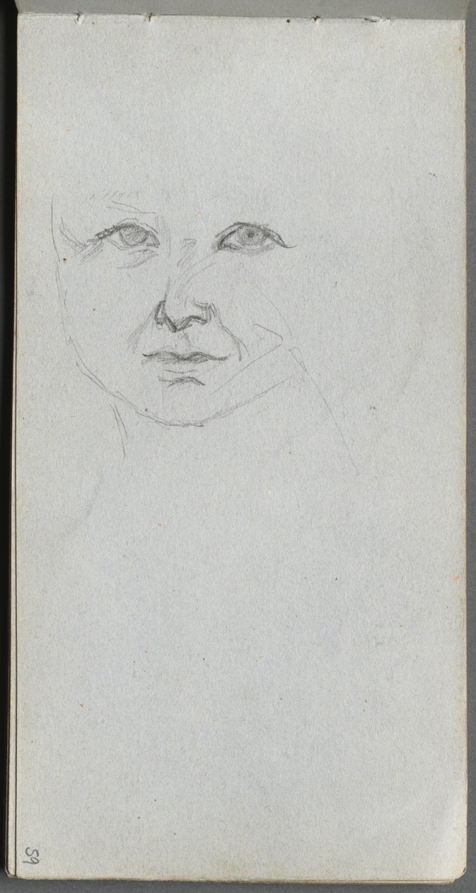 Skitsebog, side 59: Studie af et ansigt. af Jean Louis Ernest Meissonier