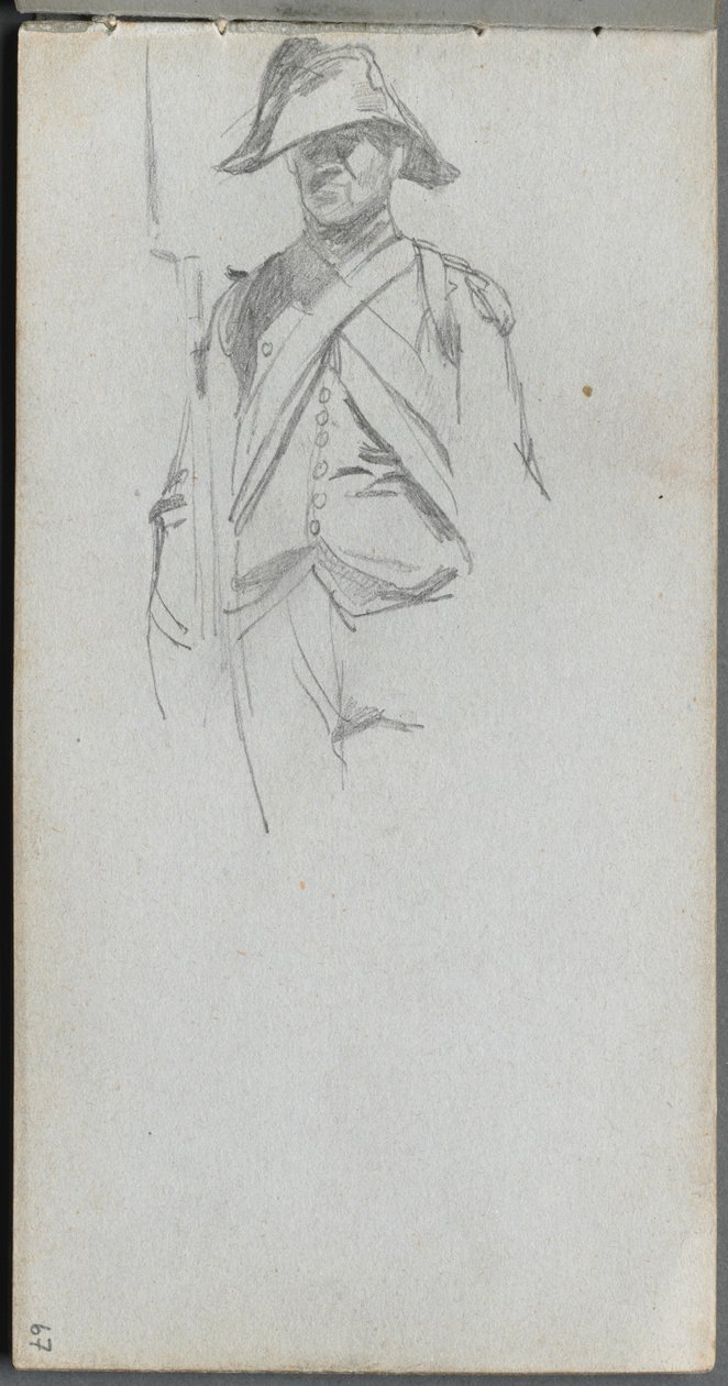 Skitsebog, side 67: Studie af en soldat af Ernest Meissonier