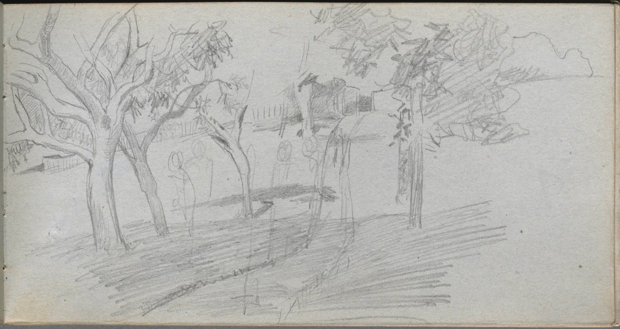 Skitsebog, side 74: Landskabsundersøgelse af Ernest Meissonier