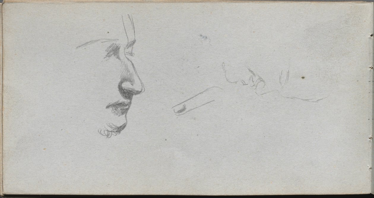 Skitsebog, side 80: Studie af ansigter. af Jean Louis Ernest Meissonier